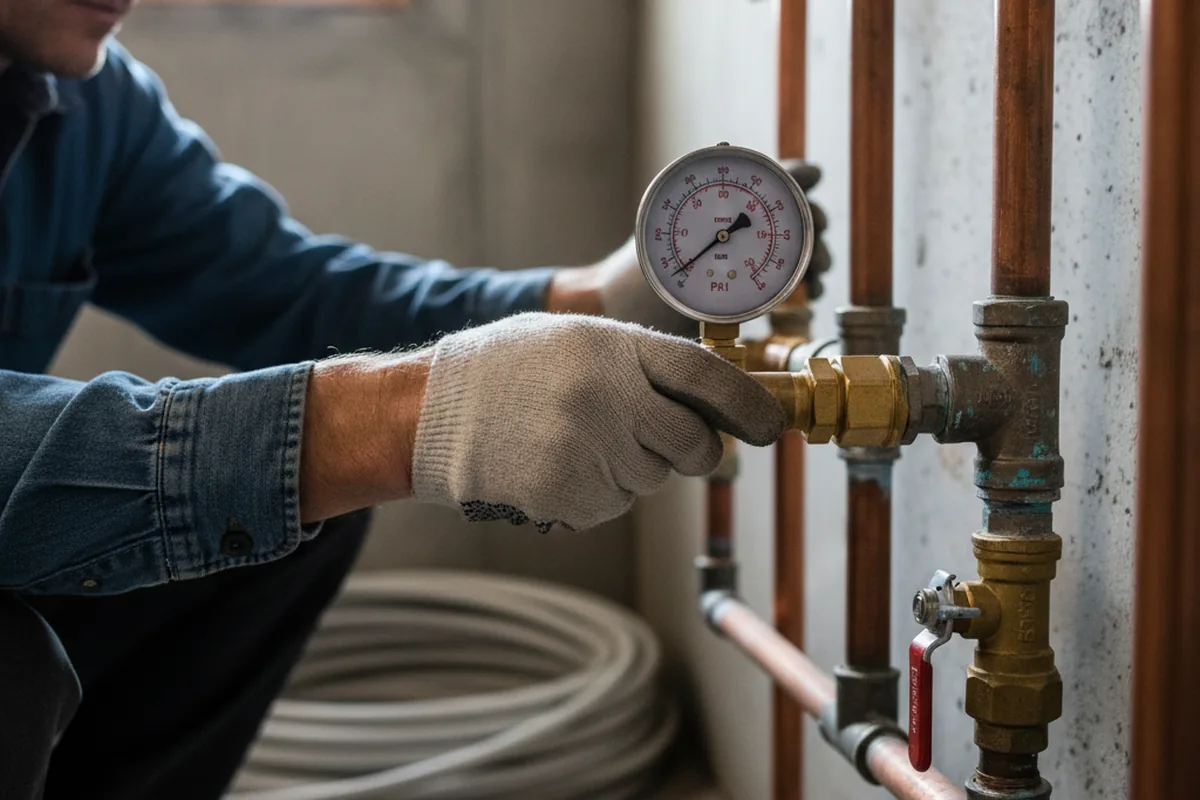 Pressure testing a repaired line during Water Line Repair in Albemarle